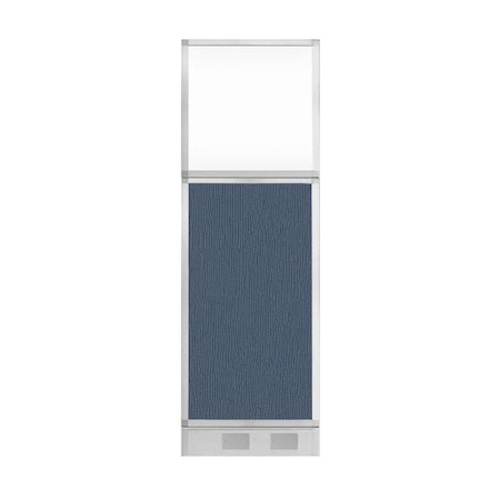 Hush Panel Configurable Cubicle Partition 2' X 6' Ocean Fabric Clear Window W/ Cable Channel